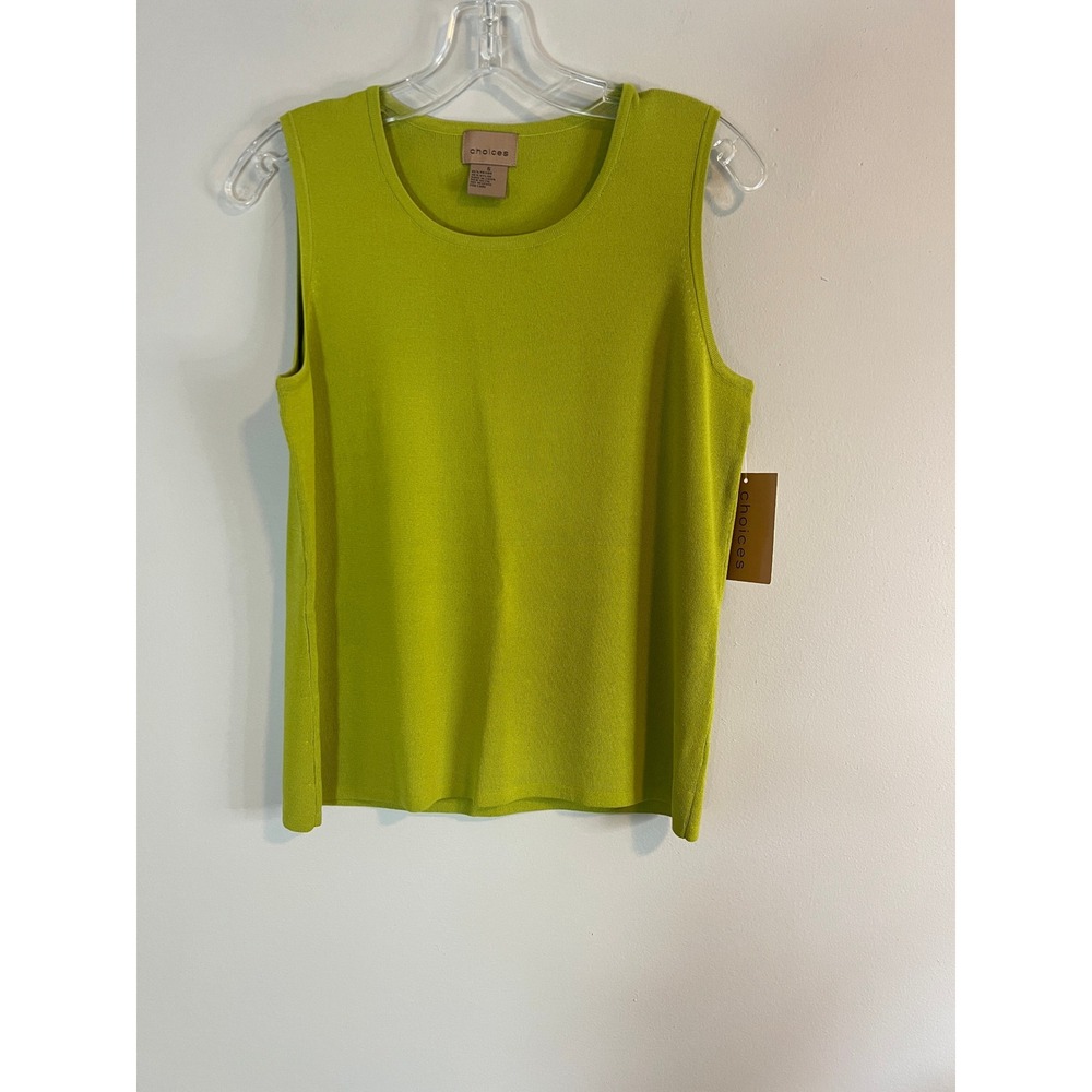 Choices Lime Green Knit Shell Tank Top Sleeveless Scoop Neck JSWT0069 PEA Small